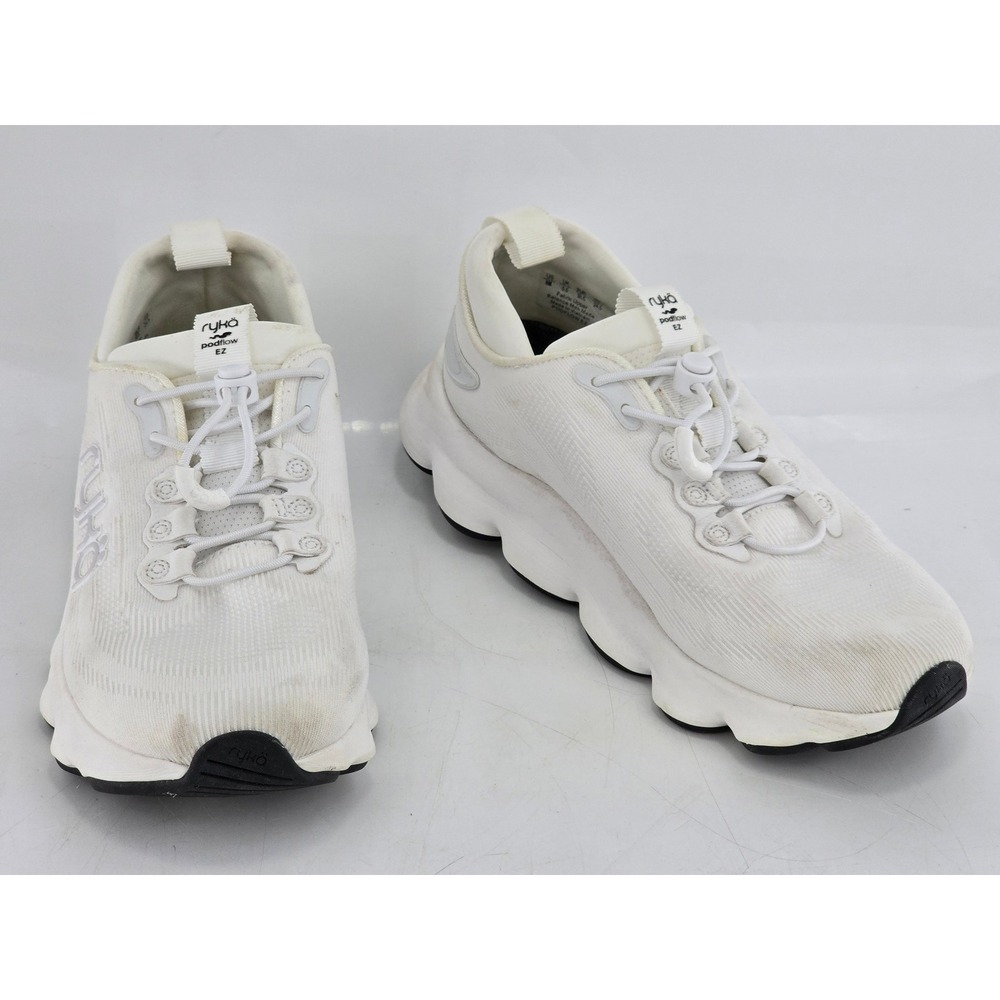 Ryka Podflow EZ Walking Shoes Women 10 White Mesh Bungee Lace - Good
